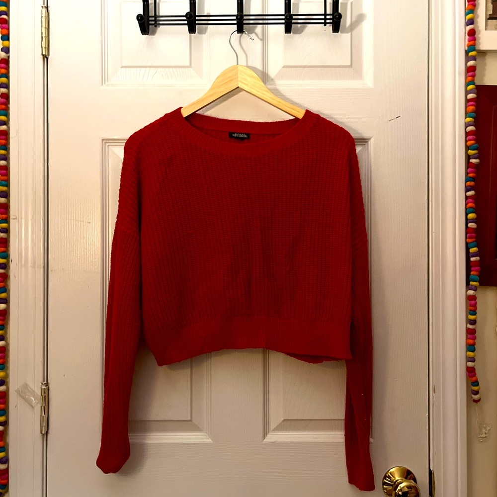 3 for $25❤️ Wild Fable red cropped scoop-neck sweater, size Large